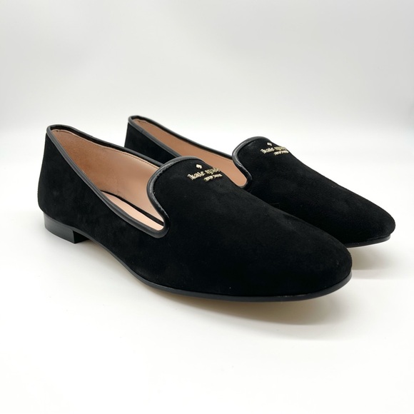 Kate Spade Black Suede Flat Loafers Slip Ons Claudia Size 8.5 - Picture 2 of 16